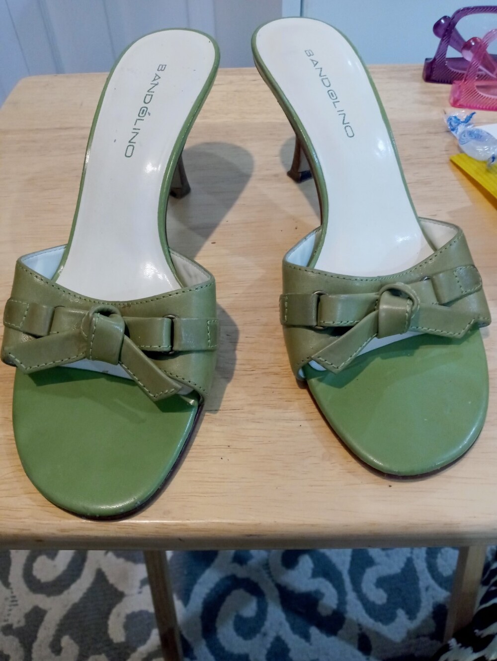 Bandolino Olive Bow Slip-On Mules
